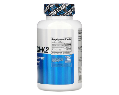 EVLution Nutrition, Vitamin D3 + K2, 60 Capsules EVLution Nutrition, Vitamin D3 + K2, 60 Capsules