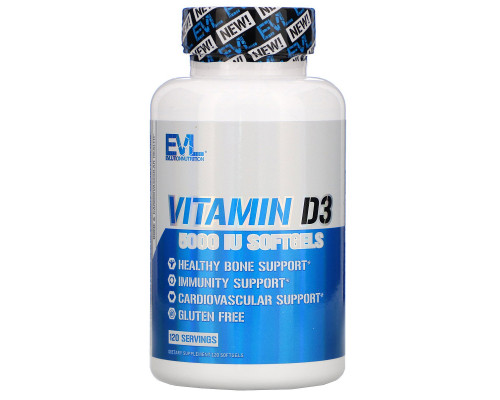 EVLution Nutrition, Vitamin D3, 5,000 IU, 120 Softgels EVLution Nutrition, Vitamin D3, 5,000 IU, 120 Softgels