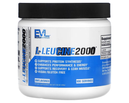EVLution Nutrition, L-лейцин 2000, без добавок, 200 г (7,05 унции) EVLution Nutrition, L-лейцин 2000, без добавок, 200 г (7,05 унции)