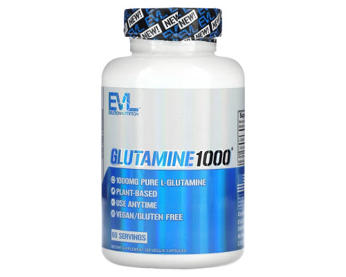EVLution Nutrition, Glutamine1000, 1,000 mg, 120 Veggie Capsules EVLution Nutrition, Glutamine1000, 1,000 mg, 120 Veggie Capsules