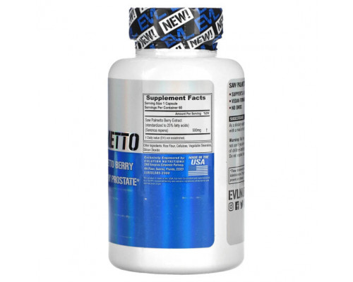 Мужское здоровье EVLution Nutrition, Saw Palmetto, 500 mg, 60 Veggie Capsules Мужское здоровье EVLution Nutrition, Saw Palmetto, 500 mg, 60 Veggie Capsules