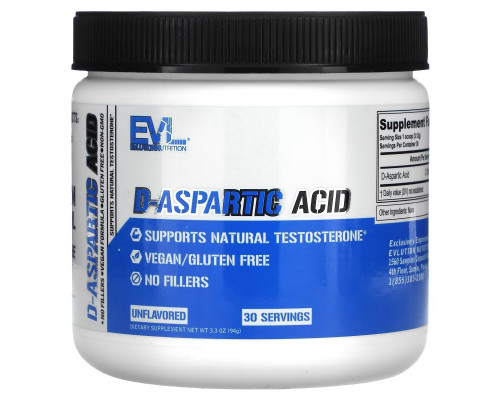 EVLution Nutrition, D-Aspartic Acid, Unflavored, 3.3 oz (94 g) EVLution Nutrition, D-Aspartic Acid, Unflavored, 3.3 oz (94 g)