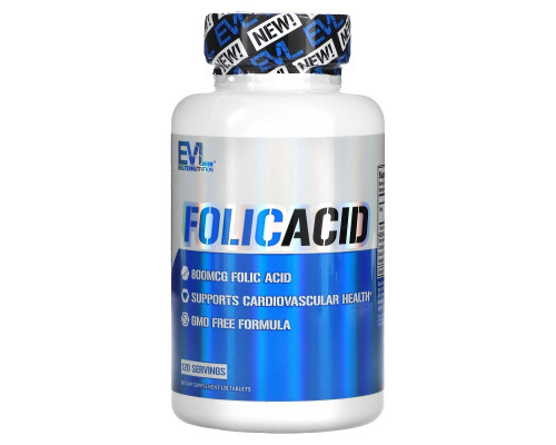 EVLution Nutrition, Folic Acid, 800 mcg, 120 Tablets EVLution Nutrition, Folic Acid, 800 mcg, 120 Tablets
