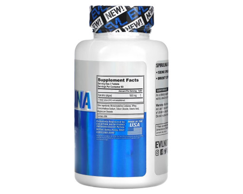 EVLution Nutrition, Spirulina, 180 Tablets EVLution Nutrition, Spirulina, 180 Tablets