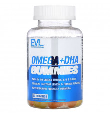 EVLution Nutrition, Omega+ DHA Gummies , 60 Vegetarian Gummies