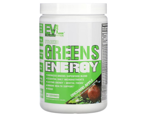 EVLution Nutrition, Stacked Greens Energy, Orchard Apple, 7.3 oz (207 g) EVLution Nutrition, Stacked Greens Energy, Orchard Apple, 7.3 oz (207 g)