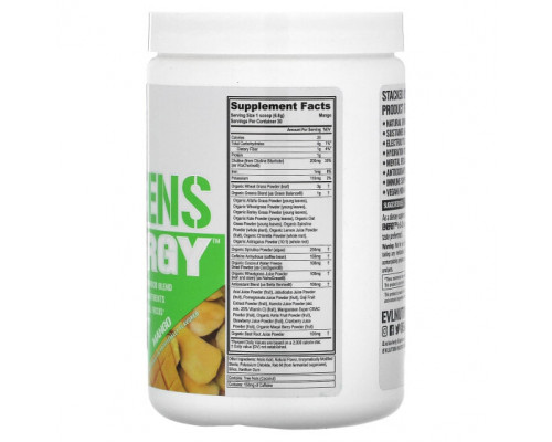 Зелень и зеленые овощи EVLution Nutrition, Stacked Greens Energy, манго, 204 г (7,2 унции) Зелень и зеленые овощи EVLution Nutrition, Stacked Greens Energy, манго, 204 г (7,2 унции)