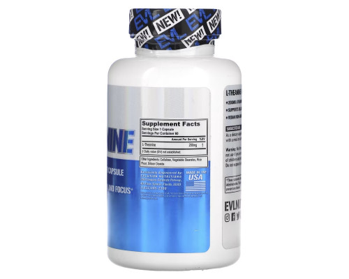 EVLution Nutrition, L-Theanine, 200 mg, 60 Veggie Capsules EVLution Nutrition, L-Theanine, 200 mg, 60 Veggie Capsules