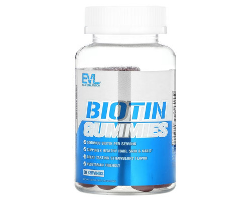 EVLution Nutrition, Biotin Gummies, Strawberry, 2,500 mcg, 60 Gummies EVLution Nutrition, Biotin Gummies, Strawberry, 2,500 mcg, 60 Gummies