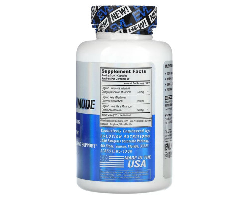 EVLution Nutrition, MushroomMode, 90 Veggie Capsules EVLution Nutrition, MushroomMode, 90 Veggie Capsules