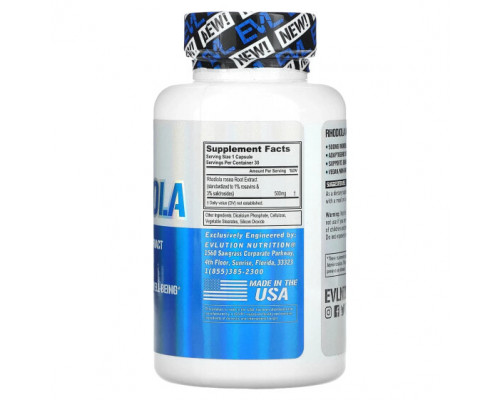 Растительные экстракты и настойки EVLution Nutrition, Родиола, 500 мг, 30 растительных капсул Растительные экстракты и настойки EVLution Nutrition, Родиола, 500 мг, 30 растительных капсул