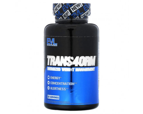 Для похудения и контроля веса EVLution Nutrition, Trans4orm, энергичная коррекция веса, 60 растительных капсул Для похудения и контроля веса EVLution Nutrition, Trans4orm, энергичная коррекция веса, 60 растительных капсул