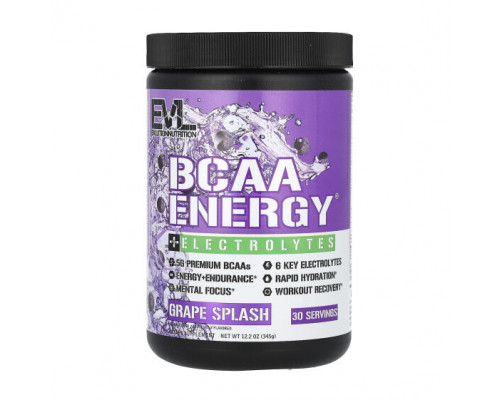 Электролиты EVLution Nutrition, BCAA Energy Plus, электролиты, со вкусом винограда, 345 г (12,2 унции) Электролиты EVLution Nutrition, BCAA Energy Plus, электролиты, со вкусом винограда, 345 г (12,2 унции)