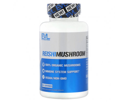 Грибы EVLution Nutrition, Гриб рейши, 60 растительных капсул Грибы EVLution Nutrition, Гриб рейши, 60 растительных капсул