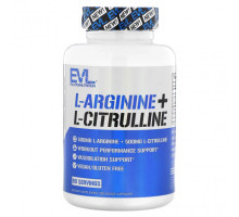 Аминокислоты EVLution Nutrition, L-аргинин + L-цитруллин`` 120 растительных капсул