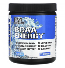 Аминокислоты EVLution Nutrition, BCAA Energy, Blue Raz, 225 г (7,94 унции)