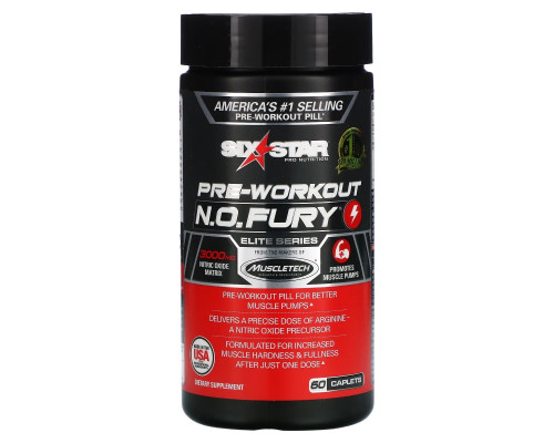Six Star, Elite Series, Pre-Workout N.O. FURY, 60 Caplets Six Star, Elite Series, Pre-Workout N.O. FURY, 60 Caplets