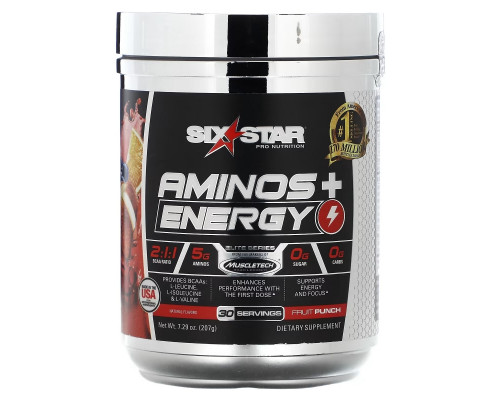 Six Star, Elite Series, Aminos + Energy, Fruit Punch, 7.29 oz (207 g) Six Star, Elite Series, Aminos + Energy, Fruit Punch, 7.29 oz (207 g)