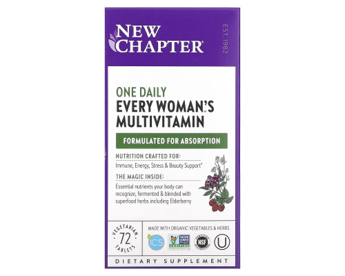 New Chapter, Мультивитамины для женщин для ежедневного применения, 72 таблетки New Chapter, Мультивитамины для женщин для ежедневного применения, 72 таблетки
