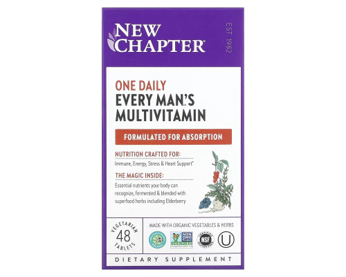New Chapter, Мультивитамины для мужчин «одна таблетка в день», 48 таблеток New Chapter, Мультивитамины для мужчин «одна таблетка в день», 48 таблеток