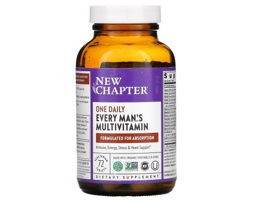 New Chapter, Every Man's One Daily Multi, мультивитамин, 72 таблетки New Chapter, Every Man's One Daily Multi, мультивитамин, 72 таблетки