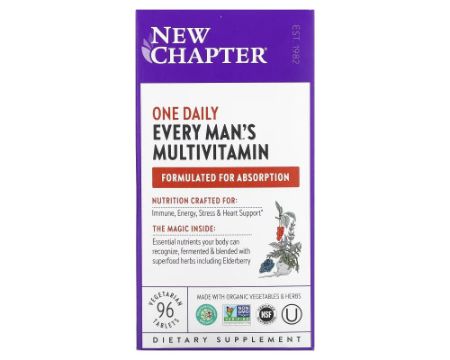 New Chapter, Мультивитамины для мужчин «одна таблетка в день», 96 таблеток New Chapter, Мультивитамины для мужчин «одна таблетка в день», 96 таблеток