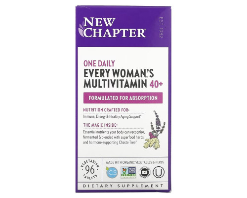 New Chapter, 40+ ежедневный комплекс мультивитиминов для женщин, 96 таблеток New Chapter, 40+ ежедневный комплекс мультивитиминов для женщин, 96 таблеток