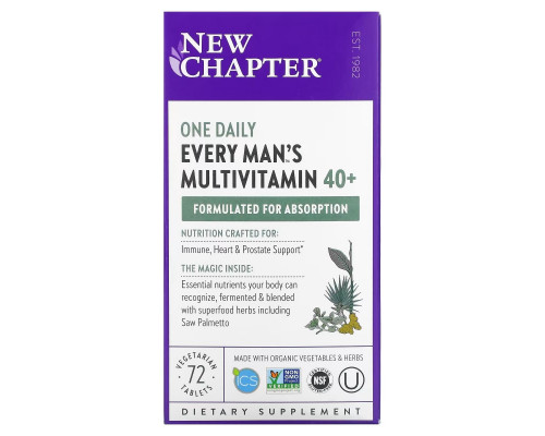 New Chapter, 40+ ежедневный комплекс мультивитиминов для мужчин, 72 таблетки New Chapter, 40+ ежедневный комплекс мультивитиминов для мужчин, 72 таблетки