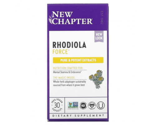 Растительные экстракты и настойки New Chapter, Rhodiola Force, родиола, 30 веганских капсул Растительные экстракты и настойки New Chapter, Rhodiola Force, родиола, 30 веганских капсул
