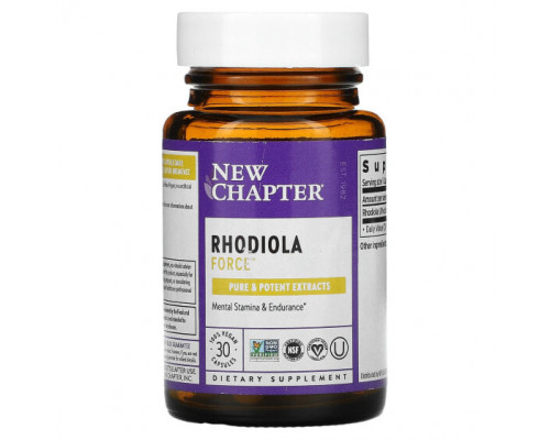 Растительные экстракты и настойки New Chapter, Rhodiola Force, родиола, 30 веганских капсул Растительные экстракты и настойки New Chapter, Rhodiola Force, родиола, 30 веганских капсул