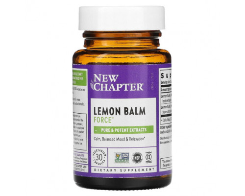 Растительные экстракты и настойки New Chapter, Lemon Balm Force, 30 вегетарианских капсул Растительные экстракты и настойки New Chapter, Lemon Balm Force, 30 вегетарианских капсул