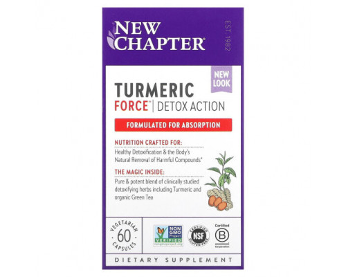 Имбирь и куркума New Chapter, Turmeric Force, Detox Action, 60 вегетарианских капсул Имбирь и куркума New Chapter, Turmeric Force, Detox Action, 60 вегетарианских капсул