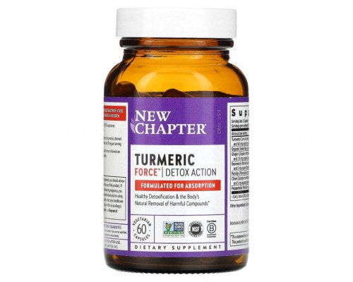 Имбирь и куркума New Chapter, Turmeric Force, Detox Action, 60 вегетарианских капсул Имбирь и куркума New Chapter, Turmeric Force, Detox Action, 60 вегетарианских капсул