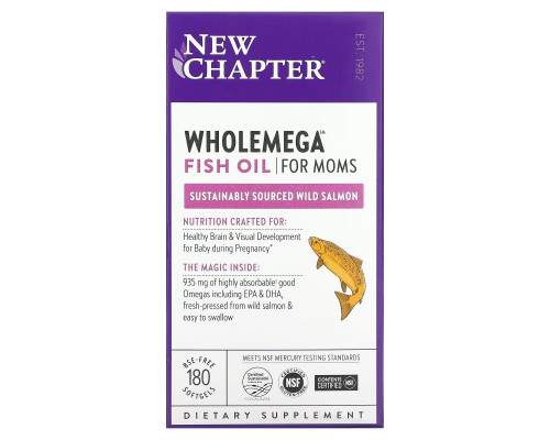 New Chapter, Wholemega для мам, 500 мг, 180 мягких таблеток New Chapter, Wholemega для мам, 500 мг, 180 мягких таблеток