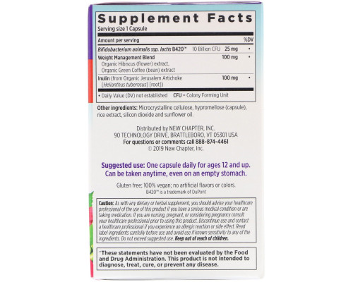New Chapter, Weight Management Probiotic, 10 Billion CFU, 60 Vegan Capsules New Chapter, Weight Management Probiotic, 10 Billion CFU, 60 Vegan Capsules