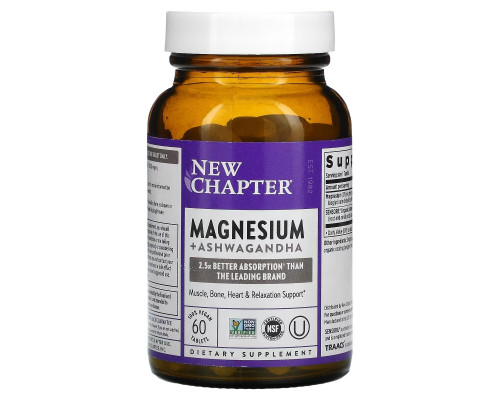 New Chapter, Magnesium + Ashwagandha, 60 Vegan Tablets New Chapter, Magnesium + Ashwagandha, 60 Vegan Tablets