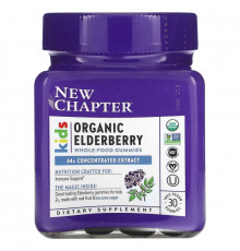 New Chapter, Kids Organic Elderberry Whole-Food Gummies, Ages 2+, 30 Vegan Gummies