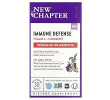 New Chapter, Immune Defense, Vitamin C + Elderberry, 30 Vegetarian Tablets