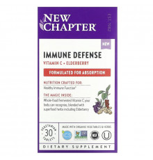 New Chapter, Immune Defense, Vitamin C + Elderberry, 30 Vegetarian Tablets