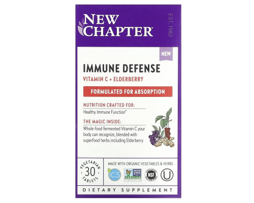 New Chapter, Immune Defense, Vitamin C + Elderberry, 30 Vegetarian Tablets New Chapter, Immune Defense, Vitamin C + Elderberry, 30 Vegetarian Tablets