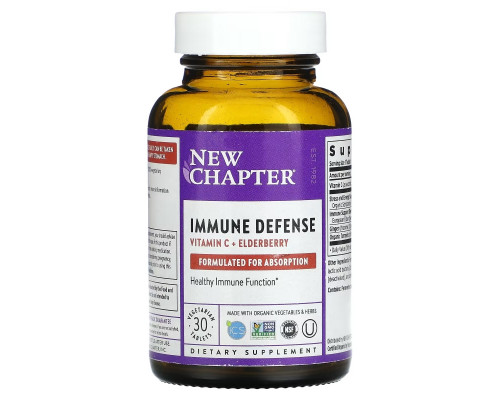 New Chapter, Immune Defense, Vitamin C + Elderberry, 30 Vegetarian Tablets New Chapter, Immune Defense, Vitamin C + Elderberry, 30 Vegetarian Tablets