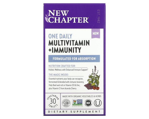 New Chapter, One Daily Multivitamin + Immunity, 30 Vegetarian Tablets New Chapter, One Daily Multivitamin + Immunity, 30 Vegetarian Tablets