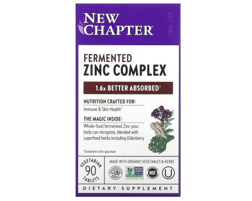 New Chapter, Fermented Zinc Complex, 90 Vegetarian Tablets New Chapter, Fermented Zinc Complex, 90 Vegetarian Tablets
