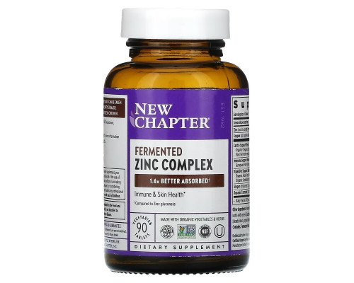 New Chapter, Fermented Zinc Complex, 90 Vegetarian Tablets New Chapter, Fermented Zinc Complex, 90 Vegetarian Tablets