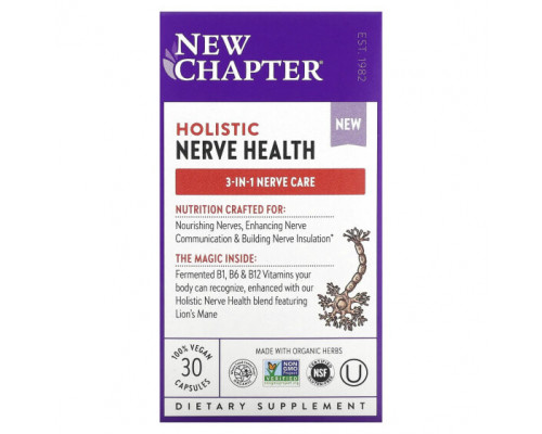 Растительные экстракты и настойки New Chapter, Holistic Nerve Health, 30 капсул Растительные экстракты и настойки New Chapter, Holistic Nerve Health, 30 капсул