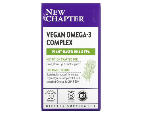 New Chapter, Vegan Omega-3 Complex, 30 Vegan Softgels New Chapter, Vegan Omega-3 Complex, 30 Vegan Softgels