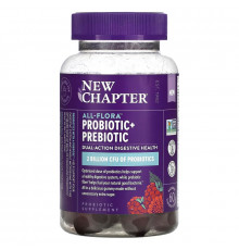 New Chapter, All-Flora Probiotic + Prebiotic, Raspberry, 1 Billion CFU, 60 Gummies