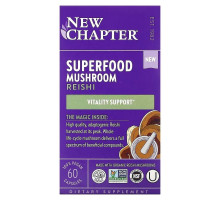 New Chapter, Superfood Mushroom, рейши, 60 веганских капсул