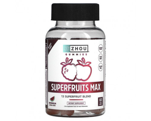 Фрукты и ягоды Superfruits Max, Watermelon, 60 Vegan Gummies Фрукты и ягоды Superfruits Max, Watermelon, 60 Vegan Gummies