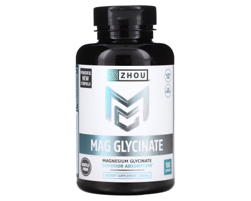 Zhou Nutrition, Магний глицинат, 87 мг, 180 капсул Zhou Nutrition, Магний глицинат, 87 мг, 180 капсул